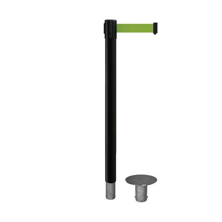 MONTOUR LINE Stanchion Belt Barrier Removable Base Black Post 11ft.Olive Belt MX630R-BK-OL-110